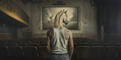 Man with Horse Head in Cinema