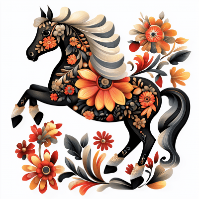 Khokhloma Pony Illustration