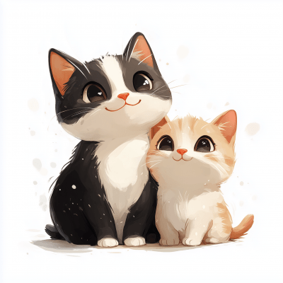 Cute Cat and Kitten for New Year