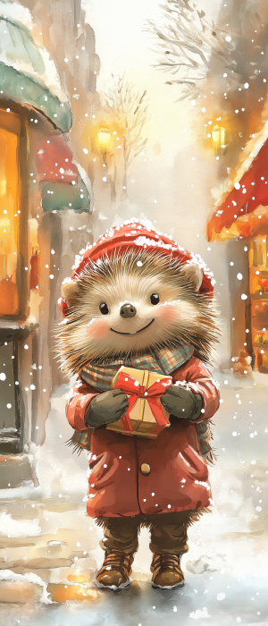 Cheerful Hedgehog New Year Card