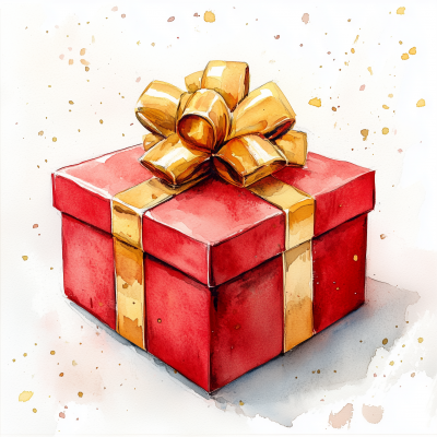 Red Gift Box with Golden Bow