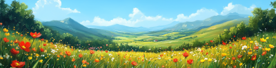 Colorful Meadow Scene