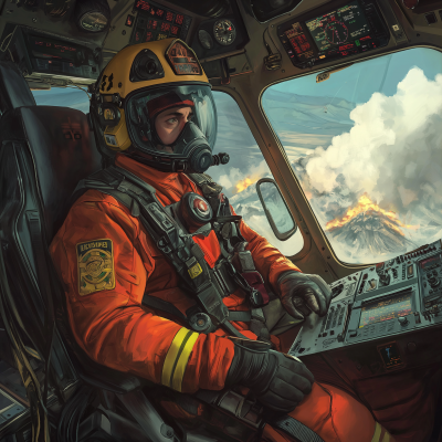 Firefighter in Helicopter