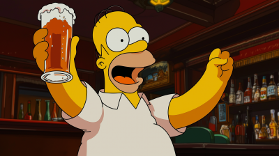 Homer Enjoying Beer