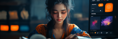 Beautiful Asian Woman Designing