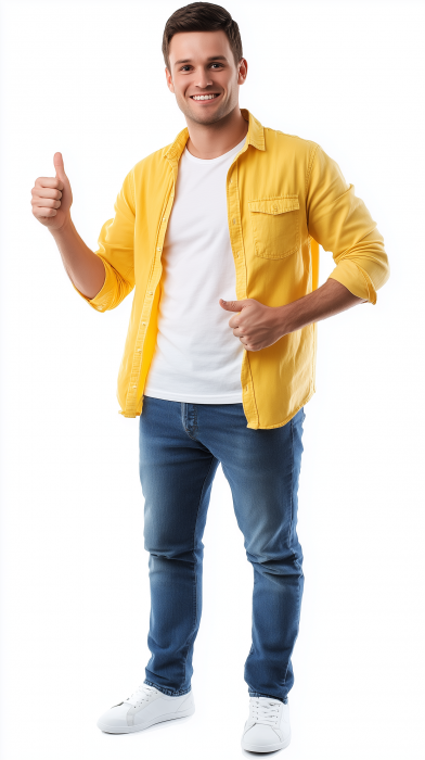 Caucasian Man in White T-Shirt