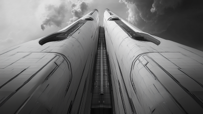 Futuristic Vertical Tower Spaceship