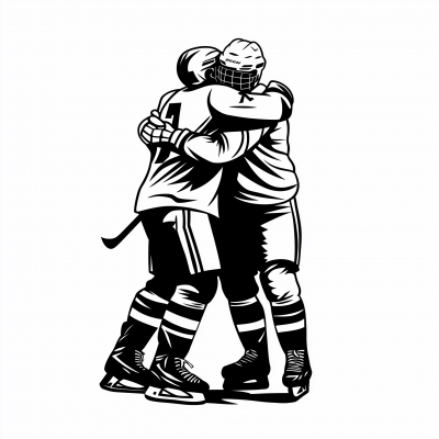 Hockey Players Embrace