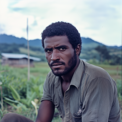 Melanesian Man at Farm