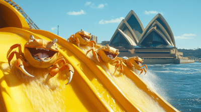 Laughing Crabs on Waterslide