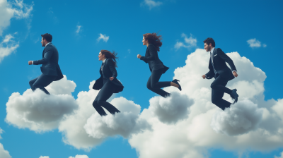 Business People on Clouds