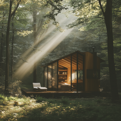 Modern Wood Cabin in Forest