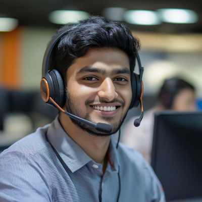 Smiling Call Center Agent