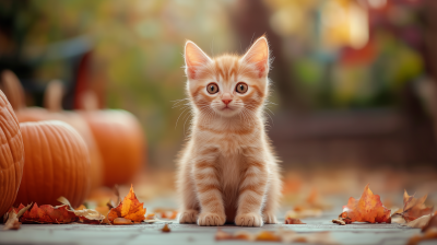 Cute Cat with Halloween Theme