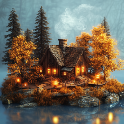 Enchanted Fall Forest Cabin