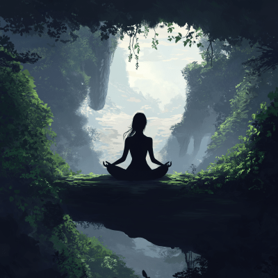 Meditating Woman Silhouette