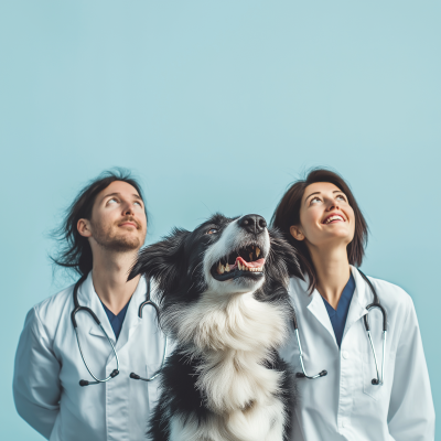 Veterinarians with Border Collie