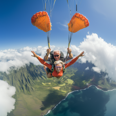 Happy Senior Skydiving