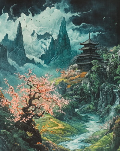 Mystical Kirin in Ancient Landscape