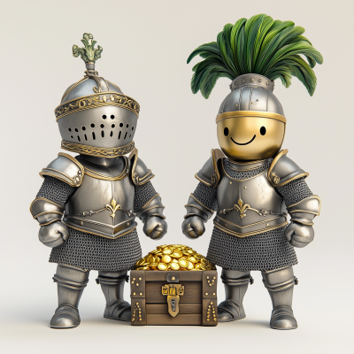 Miniature Knights with Treasure