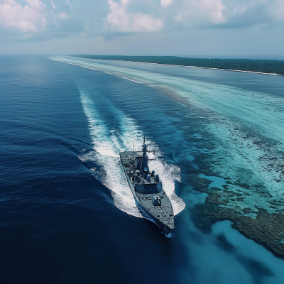 Indian Navy Attack Ship Over Lakshadweep