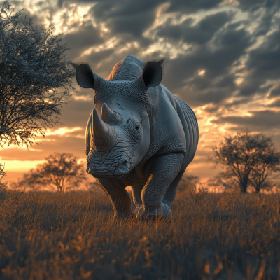 Majestic Rhino in Savanna