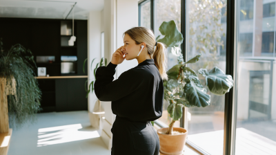 Office Worker Using AirPods