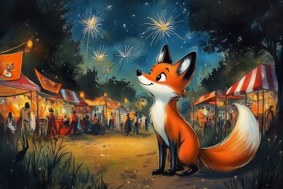 Playful Fox at Summer Festival