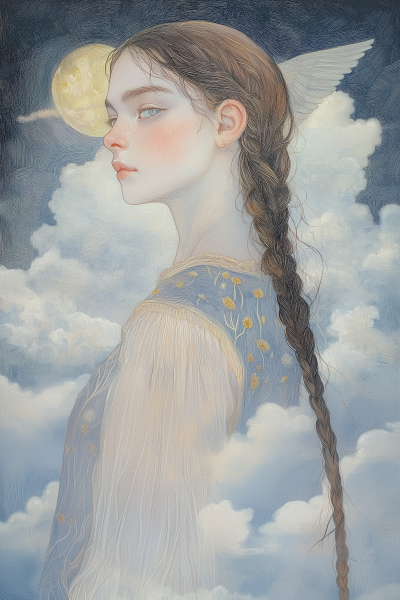 Ethereal Woman in Clouds