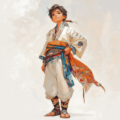 Mongolian Boy Character Illustration