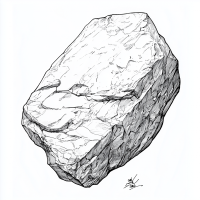 Rock Illustration in Black and White