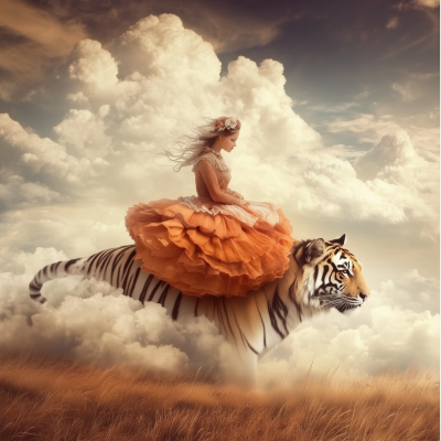 Woman Riding a Tiger