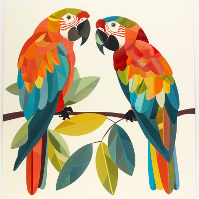 Colorful Parrots Illustration