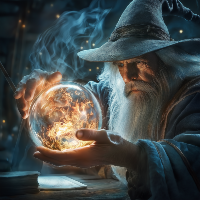 Wizard Gazing into a Crystal Ball