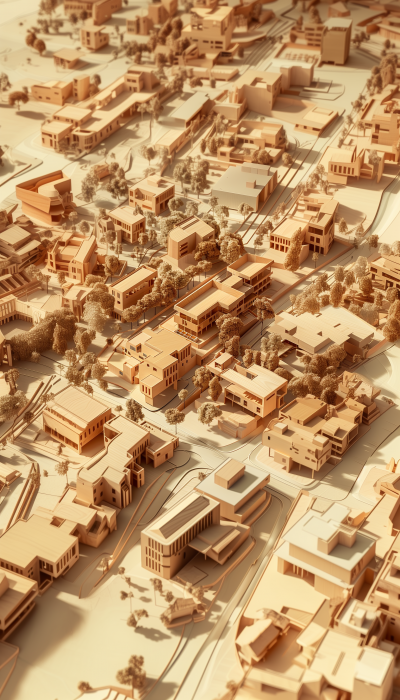 3D Architectural Timber Model of Town Planning