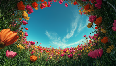 Peeping Through the Flower Field