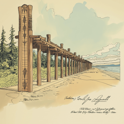 Coastal Salish Longhouse Illustration