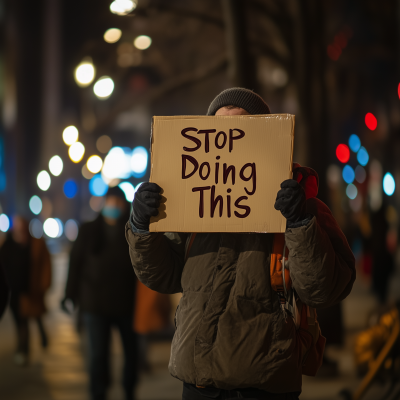 Man Holding a Sign