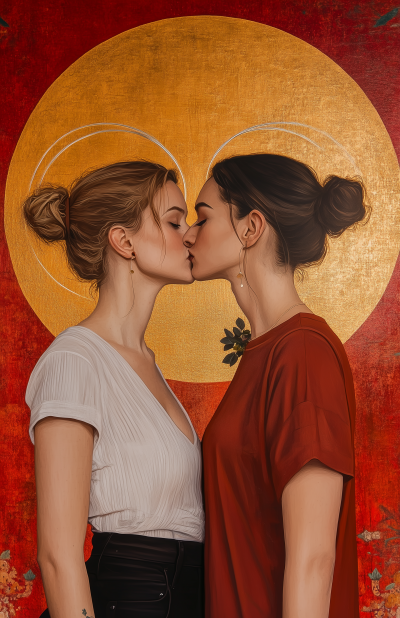 Modern Lesbian Couple Mural