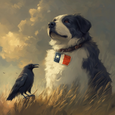 St. Bernard and Raven Friendship