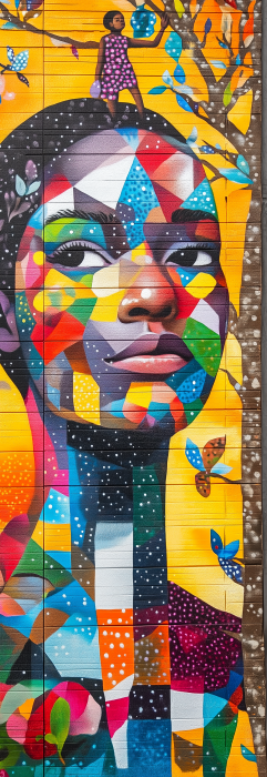 Geometric Mural of African Woman