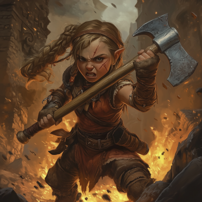 Gnome Barbarian in Battle