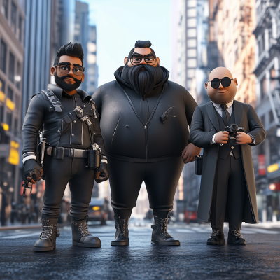 Three Superheroes in Action