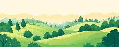 Cartoon Green Forest Landscape