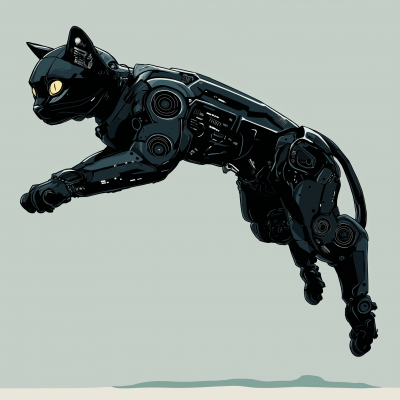 Robotic Black Cat Leap