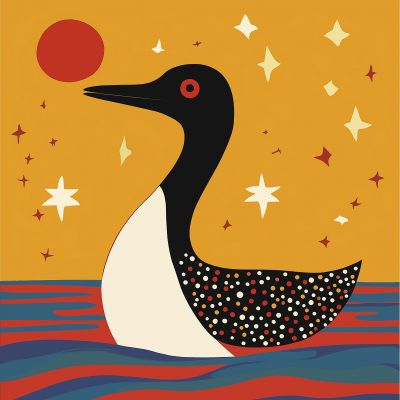 Colorful Loon Illustration