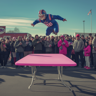 Bills Fan Dives onto Table