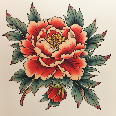 Japanese Peony Tattoo Design