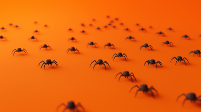 Spiders on Orange Background