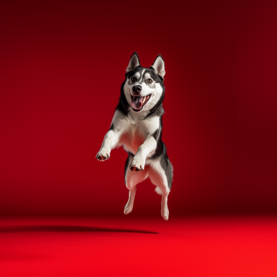 Elegant Husky Jumping